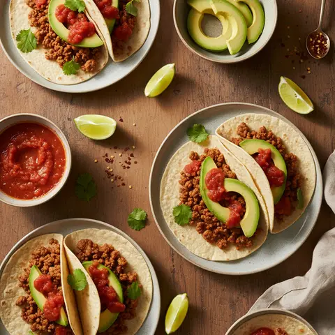 Mexican Tacos with Avocado and Ground Beef