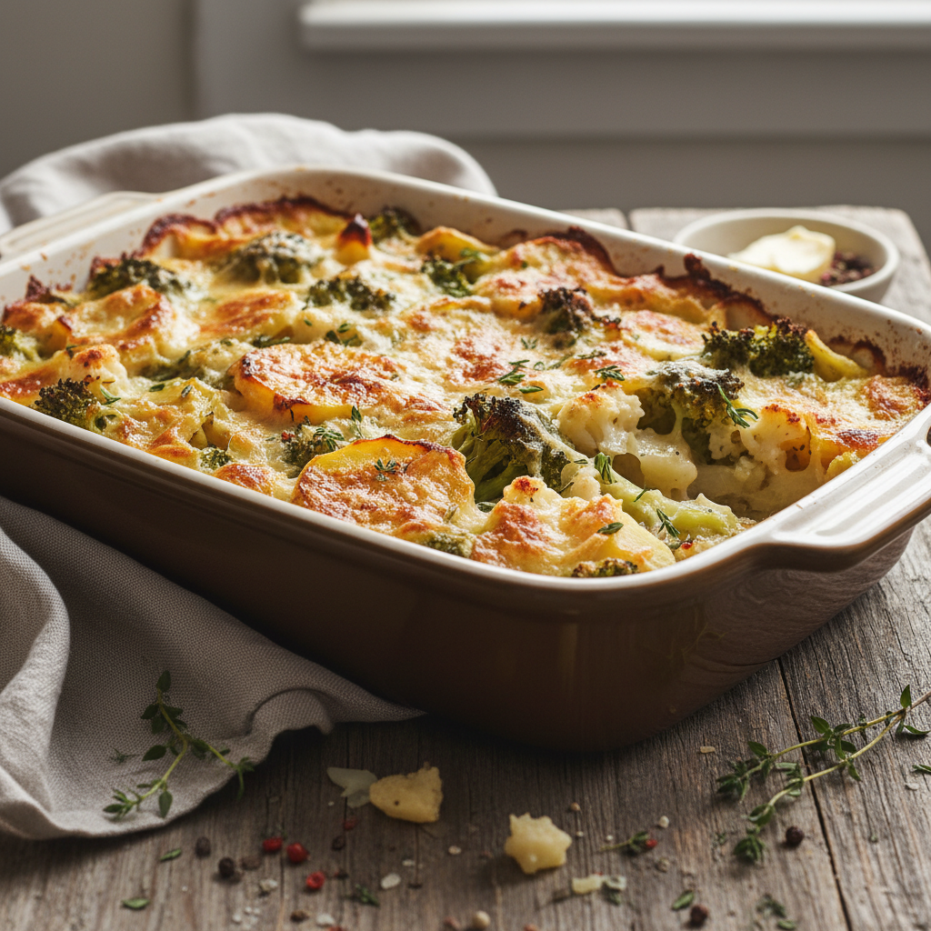 Gratin de Pommes de Terre, Brocoli et Chou-fleur