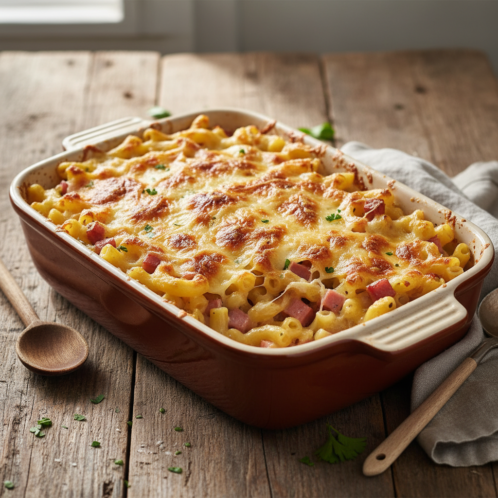 Pâtes Gratinées au Jambon et Gruyère
