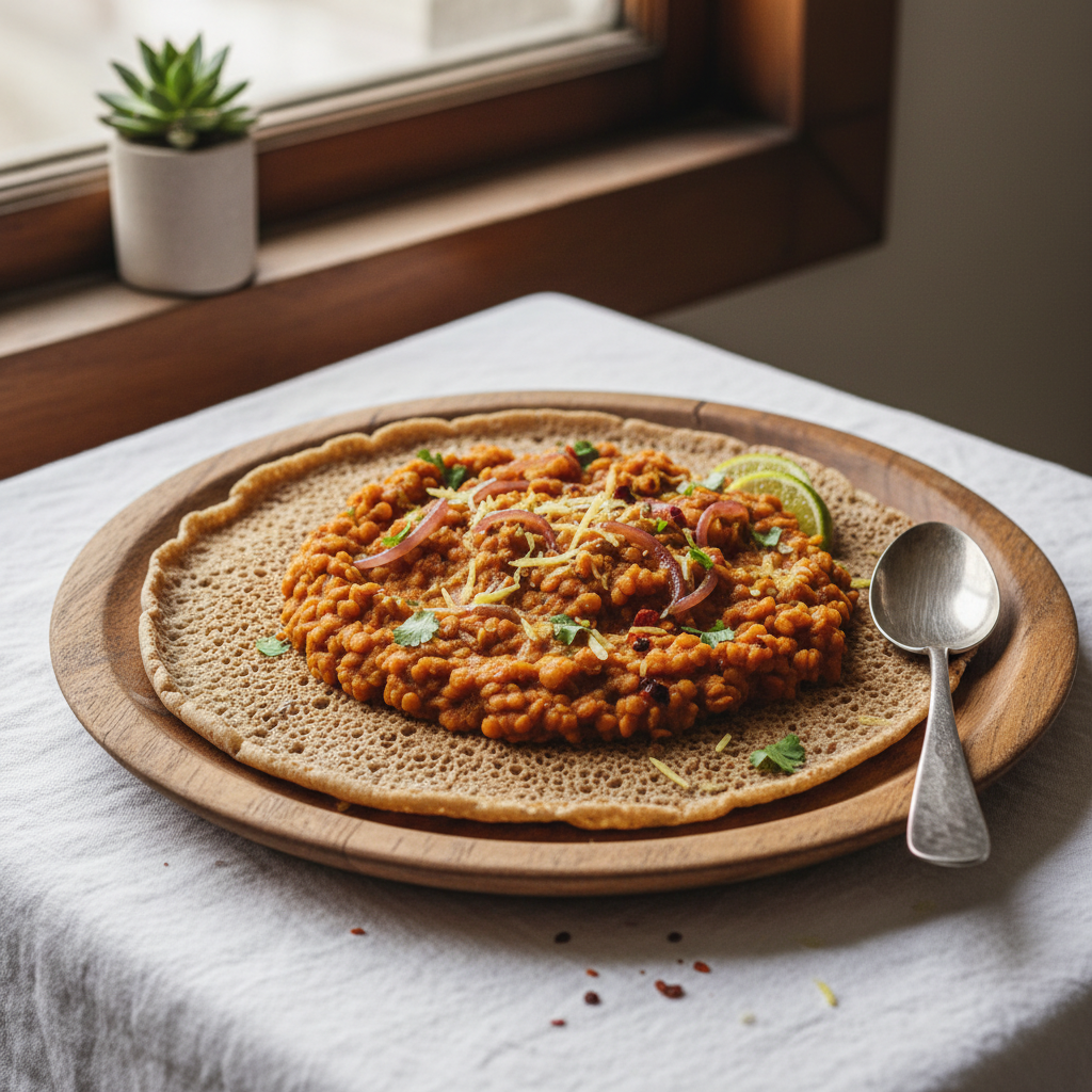 Injera aux Lentilles Rouges