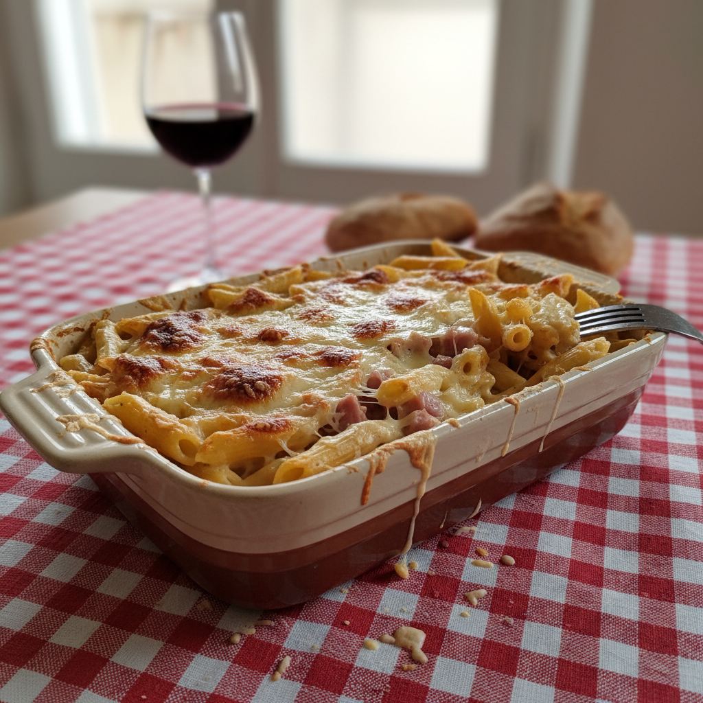 Gratin de Pennes au Jambon et Gruyere