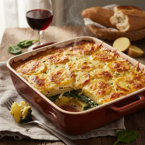 Kartoffel-Spinat-Gratin
