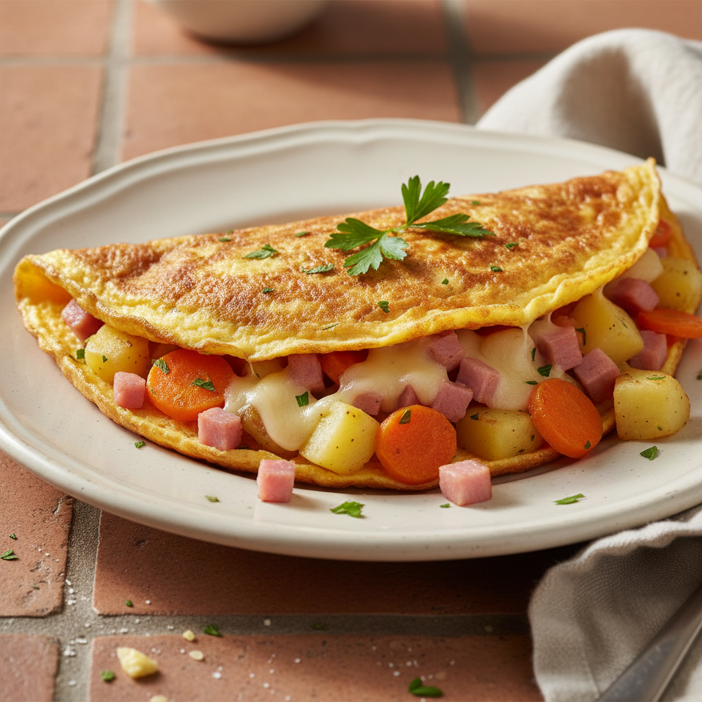 Omelette Paysanne Jambon-Fromage et Légumes