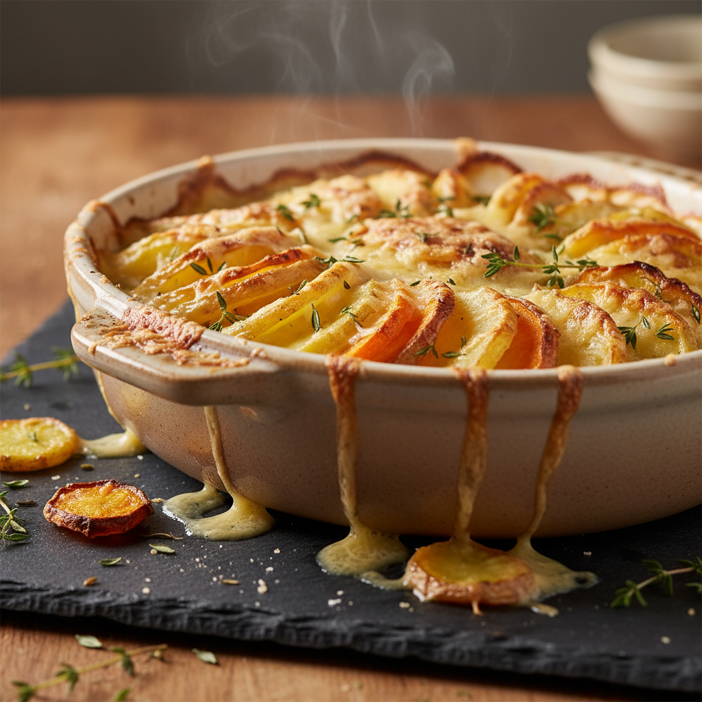 Gratin de pommes de terre et carottes
