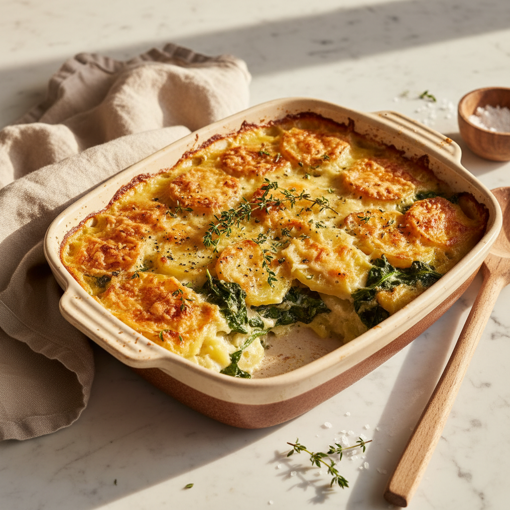 Gratin de Pommes de Terre et Épinards