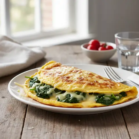 Omelette mit Spinat und Käse