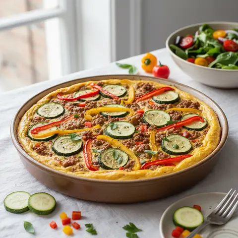 Frittata mit Putenhack, Paprika und Zucchini