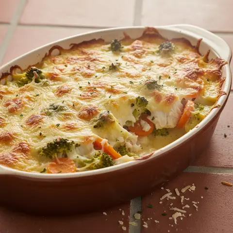 Fisch-Brokkoli-Möhren-Gratin