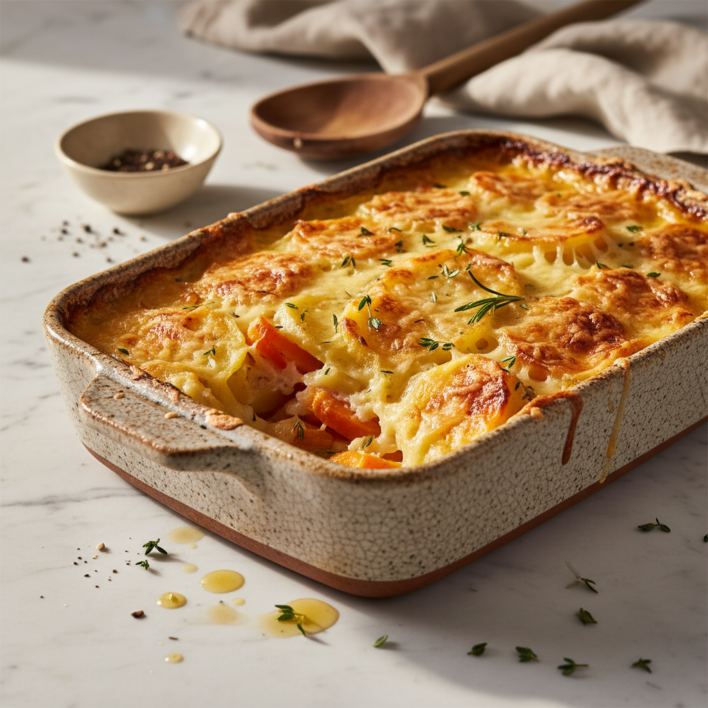 Gratin de pommes de terre et carottes