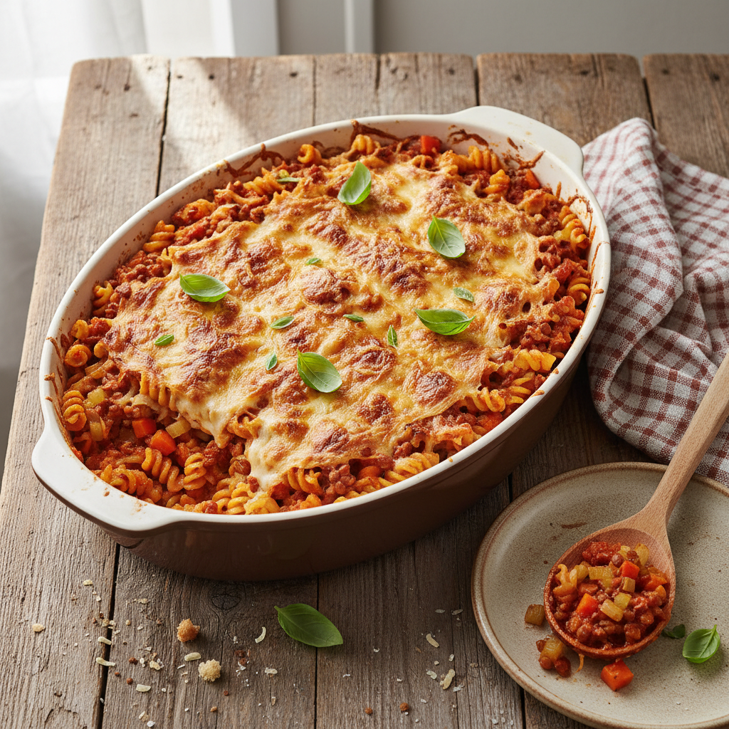Coquillettes Gratinées à la Bolognaise Végétarienne