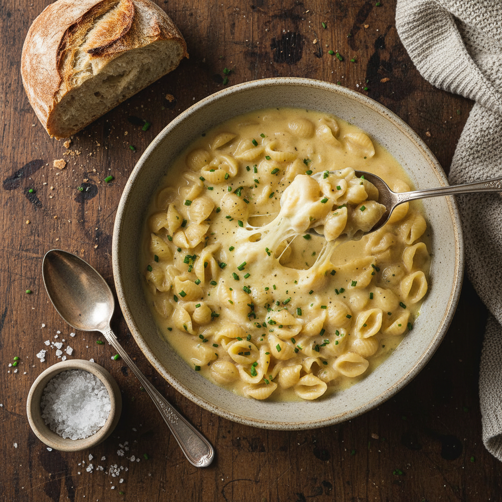 Soupe Réconfortante Pâtes et Gruyère