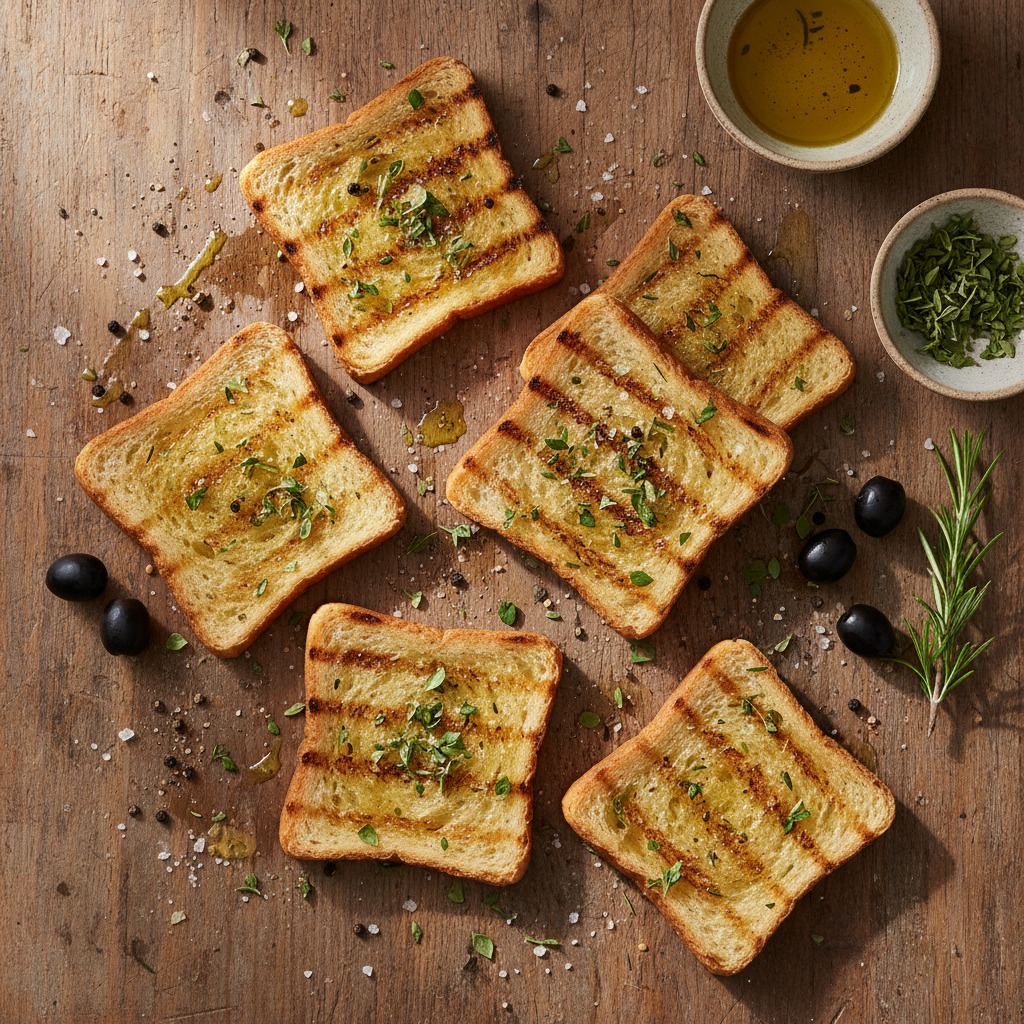 Pain de mie grillé à l'huile et herbes