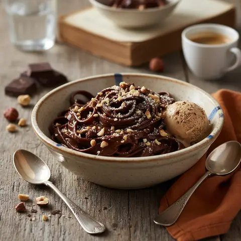 Pasta with Chocolate and Hazelnuts