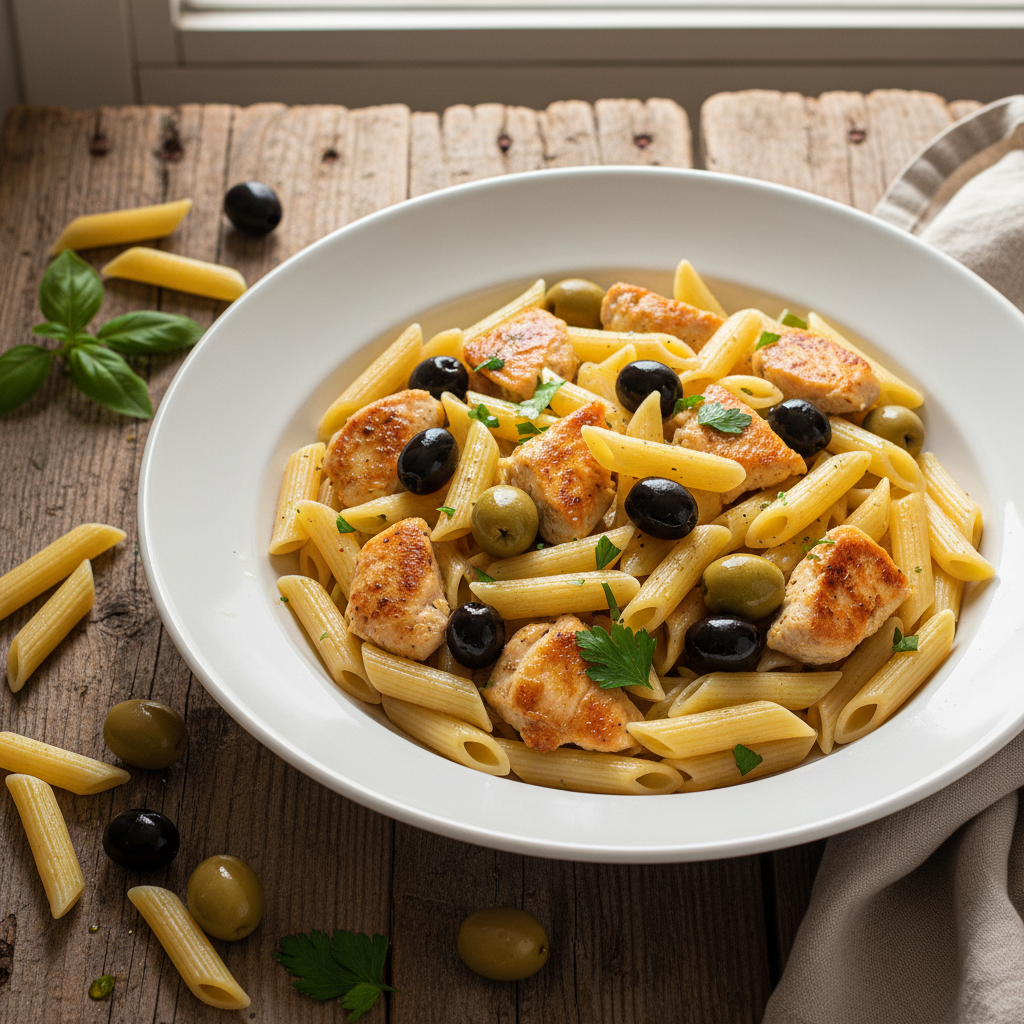 Pâtes au Poulet et Olives