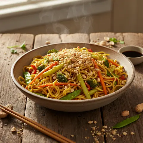 Gemüse-Wok mit asiatischen Nudeln