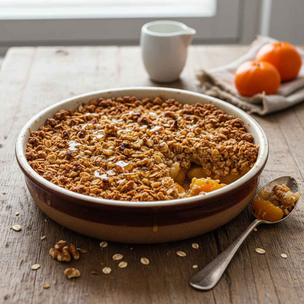Crumble Sucré Pommes-Clémentines aux Flocons et Miel