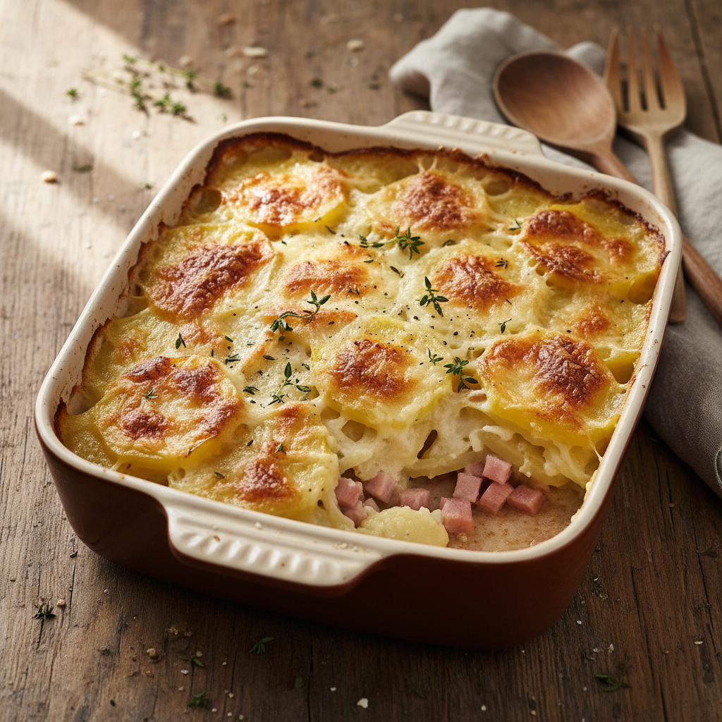 Gratin de pommes de terre et jambon
