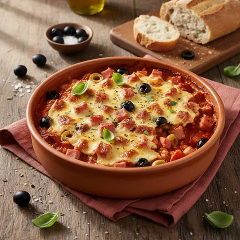 Ham and Olives in Gratinéed Tomato Sauce