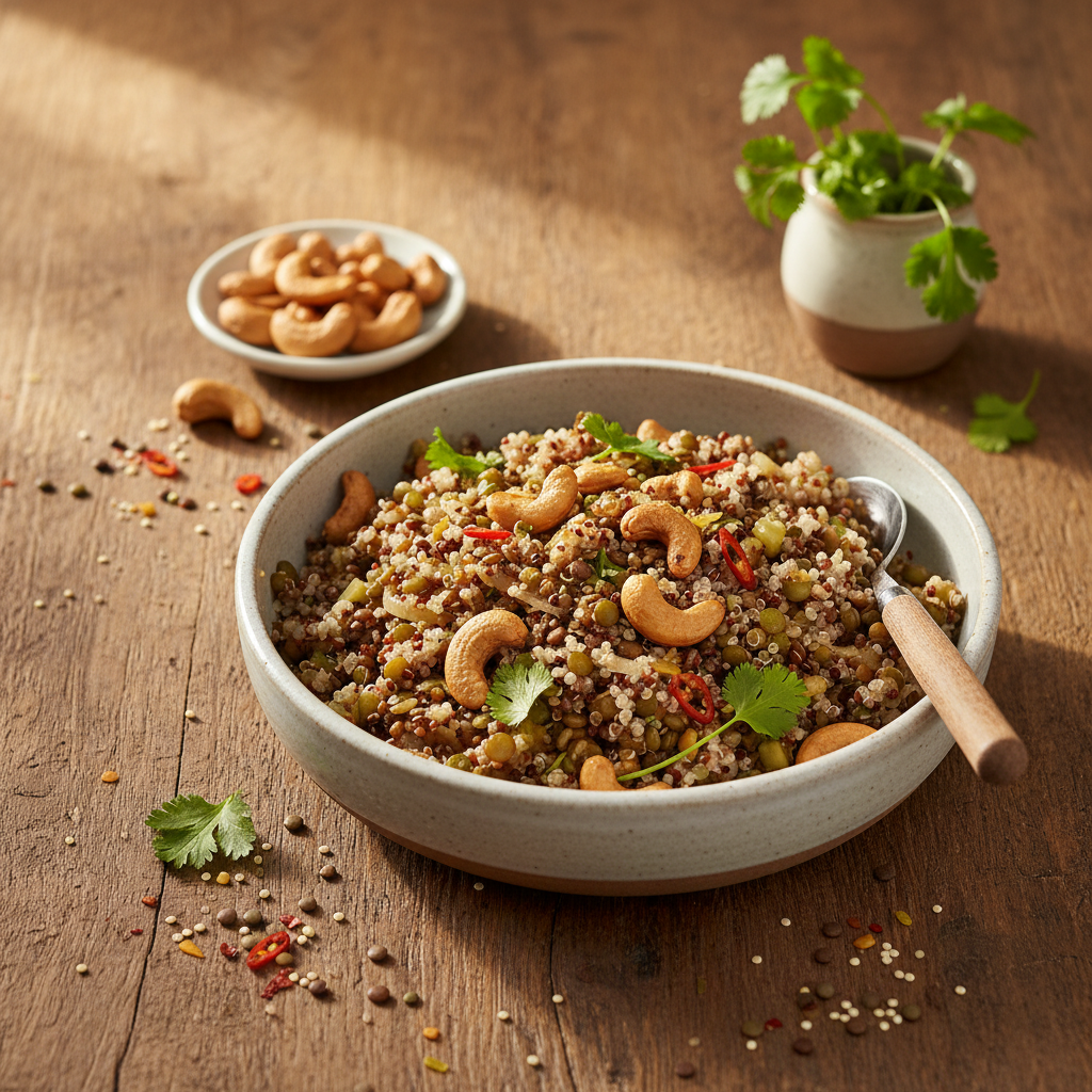 Quinoa aux Lentilles et Noix de Cajou
