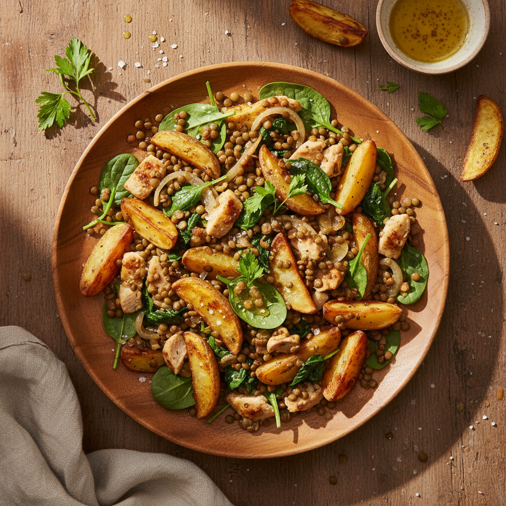 Salade Composée Chaude aux Pommes de Terre et Lentilles