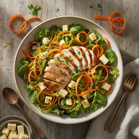 Gemischter Salat mit Hähnchen und Möhren