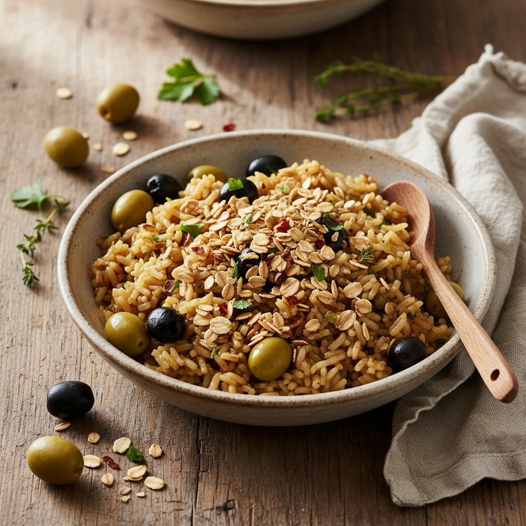Riz Sauté aux Olives et Flocons d'Avoine
