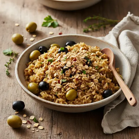 Riz Sauté aux Olives et Flocons d'Avoine