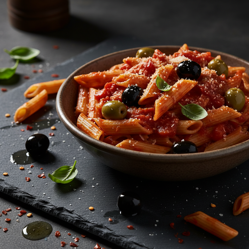 Pâtes à la Tomate et Olives