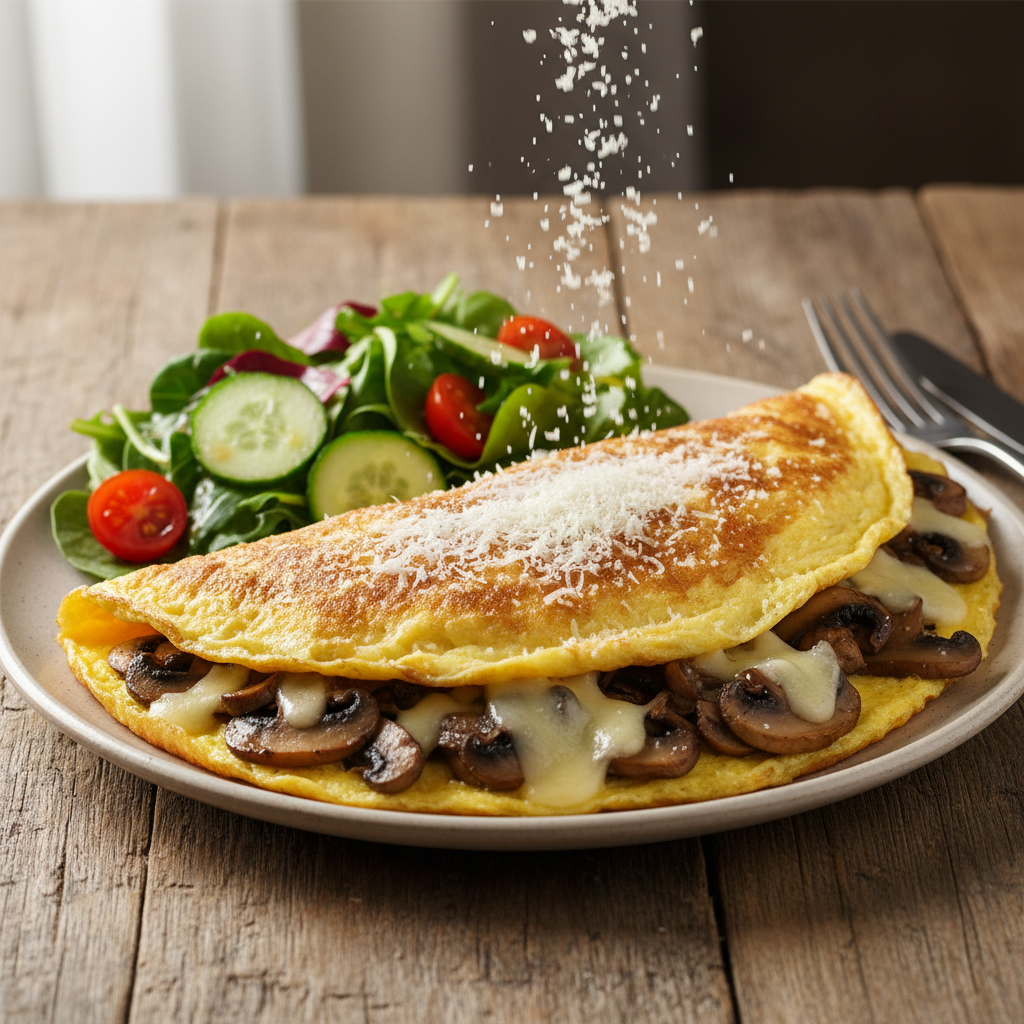Omelette Gourmande aux Champignons et Fromage