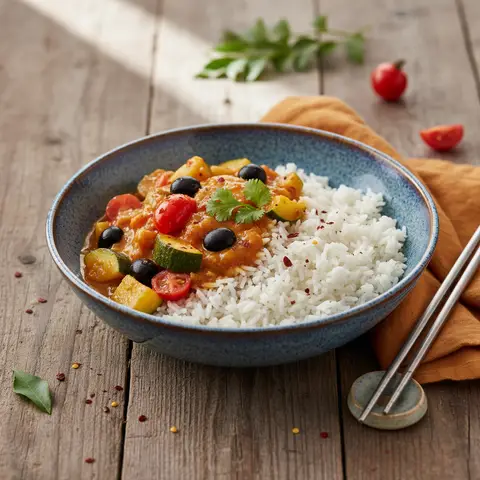 Quick Vegetable Curry with Rice
