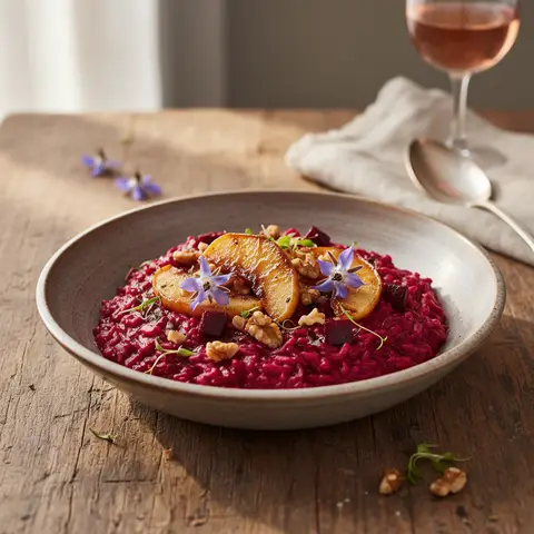 Creative Risotto with Beets, Apples and Walnuts