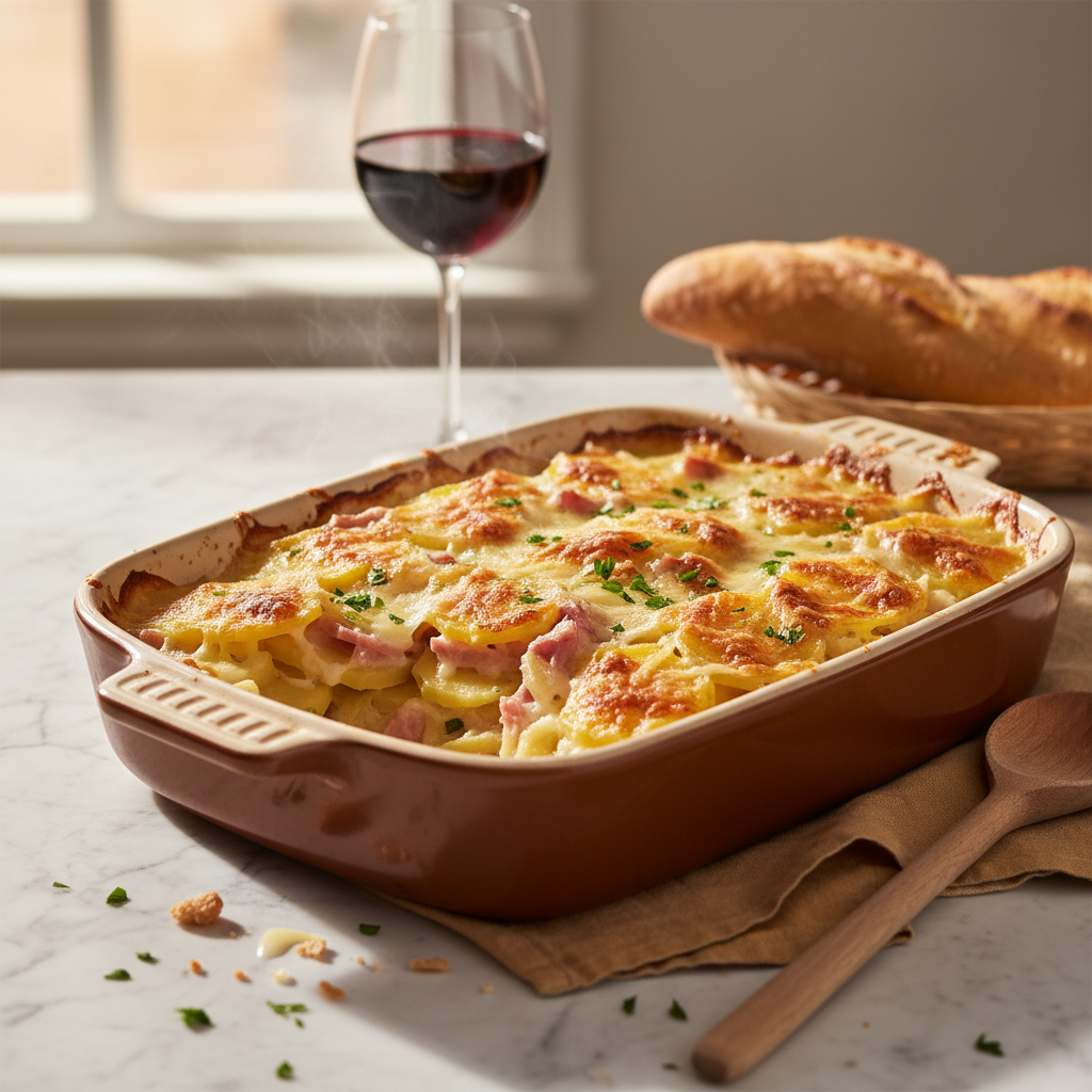 Gratin de pommes de terre au jambon et Gruyère