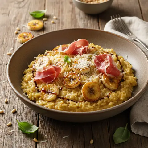 Creative Risotto with Caramelized Banana and Prosciutto
