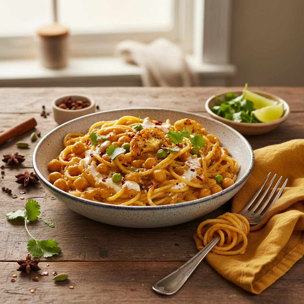 Curry de Pois Chiches et Spaghettis