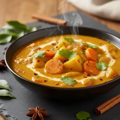 Curry of Potatoes and Carrots in Coconut Milk