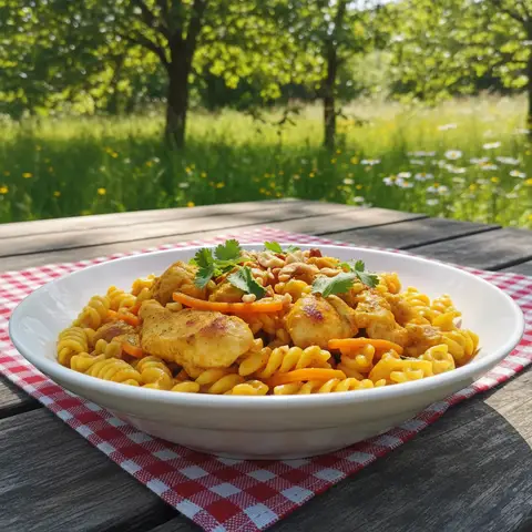 Hähnchen-Curry mit Nudeln