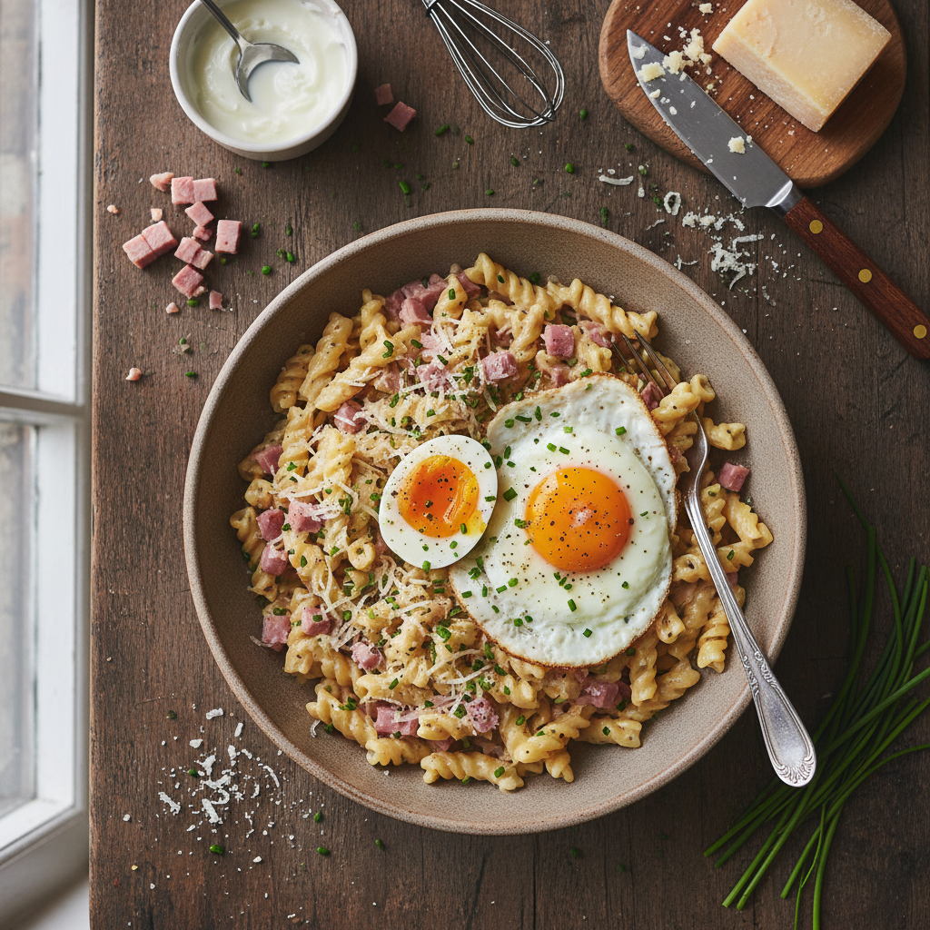 Pâtes à la carbonara revisitée