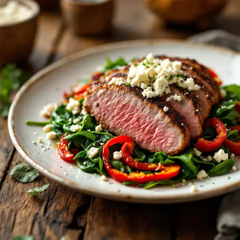 Filet mignon de porc aux poivrons grillés et feta
