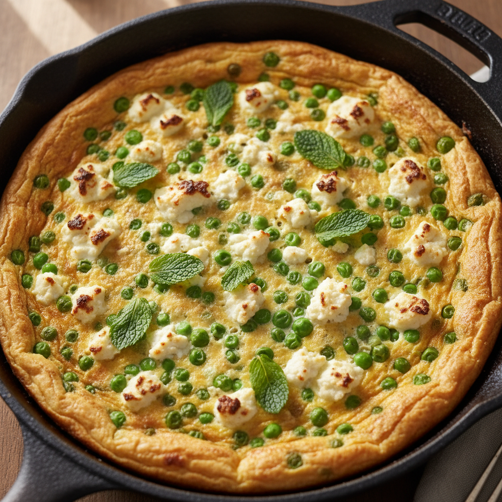 Frittata petit pois & feta à la menthe