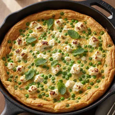 Frittata petit pois & feta à la menthe