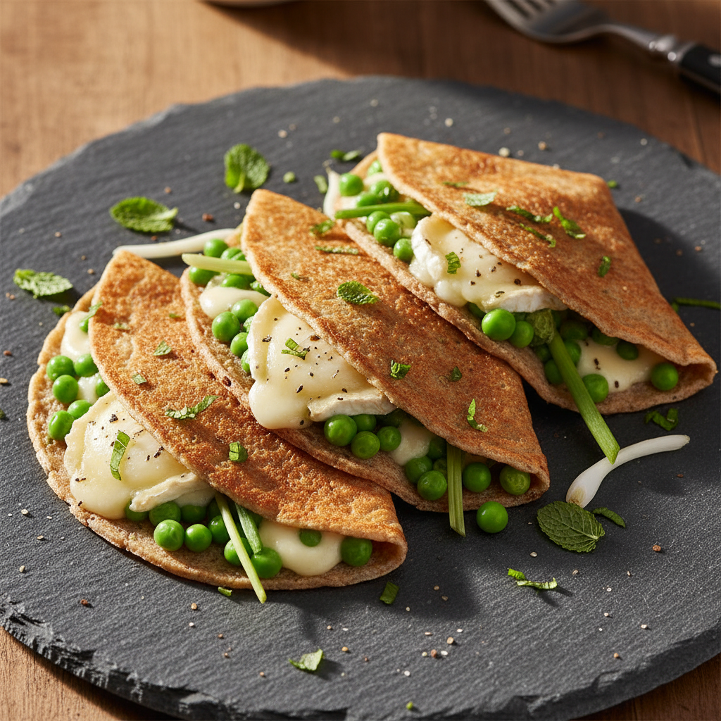 Galette sarrasin petit pois & chèvre à l'aillet