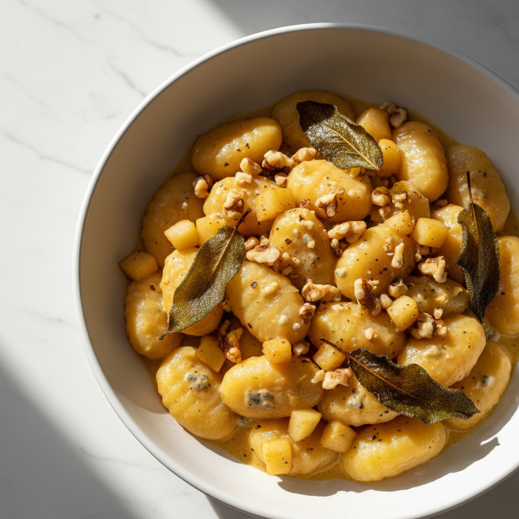 Gnocchi gorgonzola & poire noix sauge
