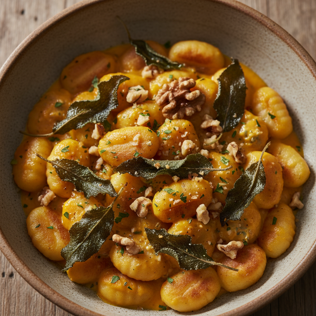 Gnocchi potimarron & gorgonzola noix sauge brûlée