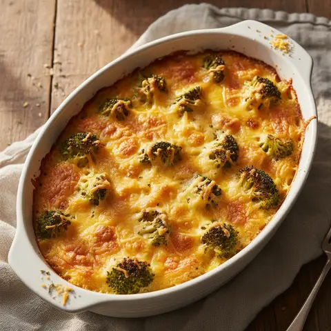 Gratin brocoli & œuf cheddar crème moutarde