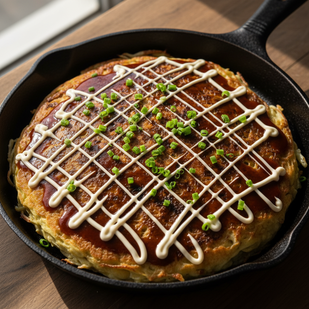 Okonomiyaki chou & asperges à la sauce
