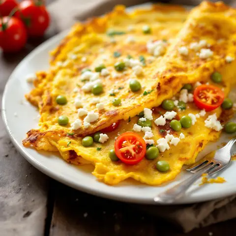 Omelette Méditerranéenne aux Fèves et Tomates Cerises