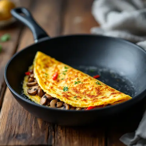 Omelette Wok aux Champignons et Poivrons (Espagnole)