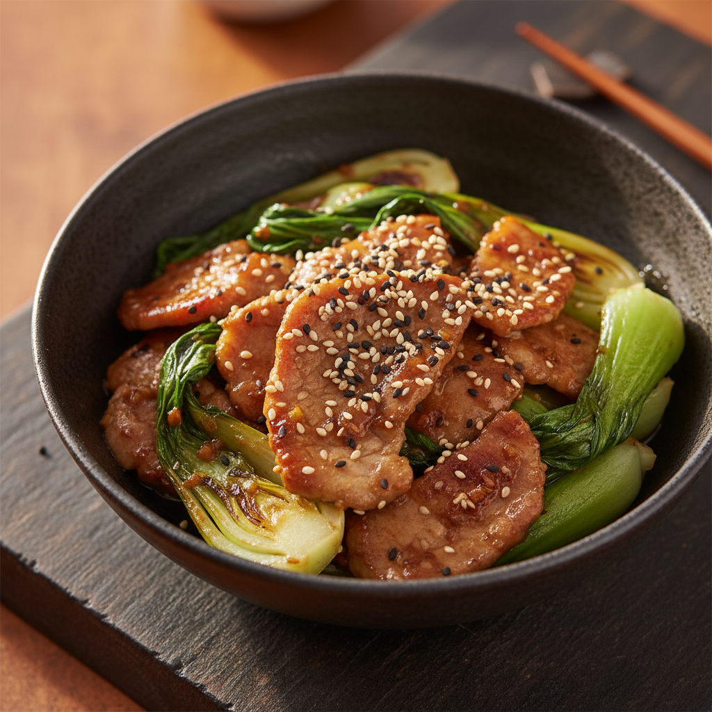 Porc sauté & pak choï sauce miso sésame