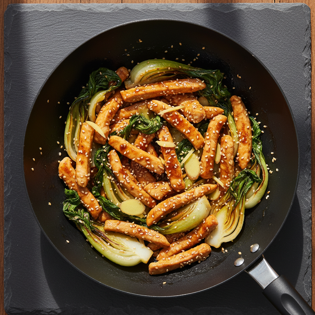 Poêlée dinde & citronnelle gingembre pak choï sésame