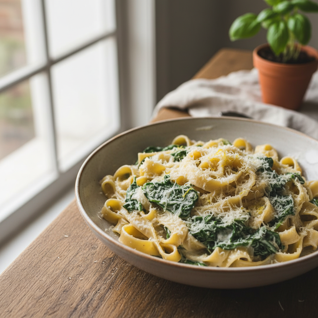Pappardelle ricotta & épinards au citron